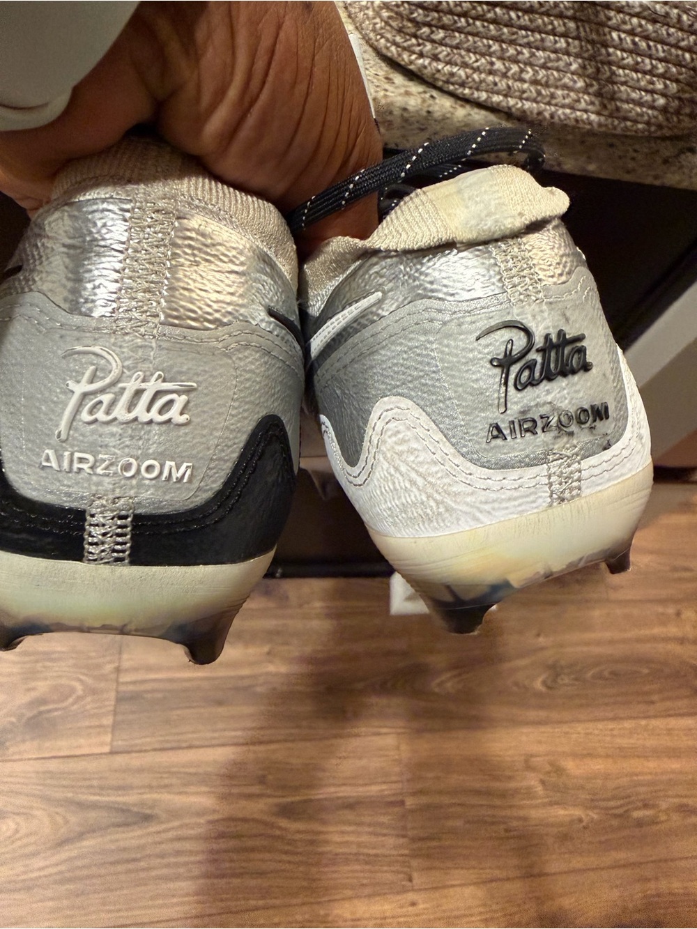 Patta Kids Silver and Black AirZoom Soccer Cleats